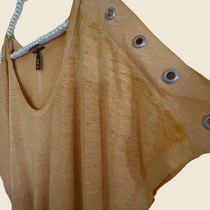 💐🌷Allison Brittany XL Heathered Gold Top with Split Flyaway Sleeves  EUC